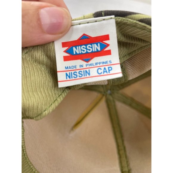 Vintage Nissin Green/Camo Davey's Landscaping Snapback Logo Baseball Cap - Picture 6 of 6